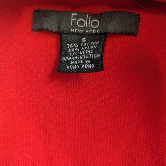 Red Cardigan with Beading on Collar Size S - Picture 2 of 11